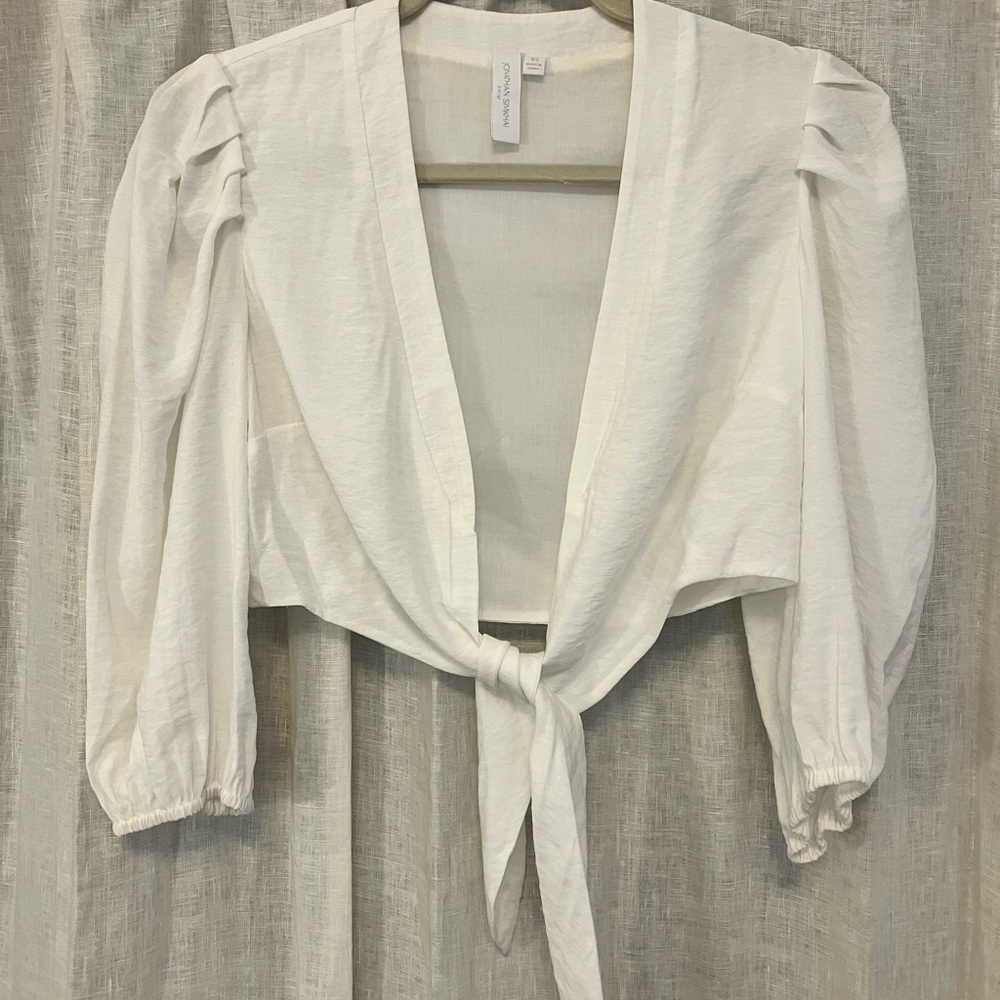 Jonathan Simkhai White Tie-Front Blouse